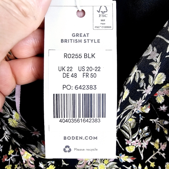 Boden Black Floral Ruffle Mini Skirt NWT Plus Size 20/22 - Picture 7 of 14